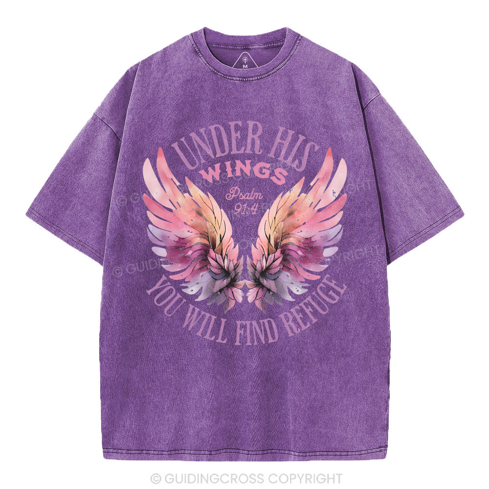 Under His Wings Christian Washed T-Shirt