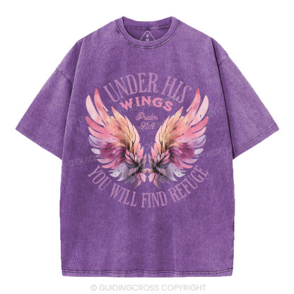 Under His Wings Christian Washed T-Shirt