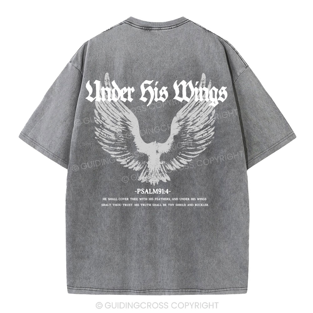 Under His Wings Christian Washed T-Shirt