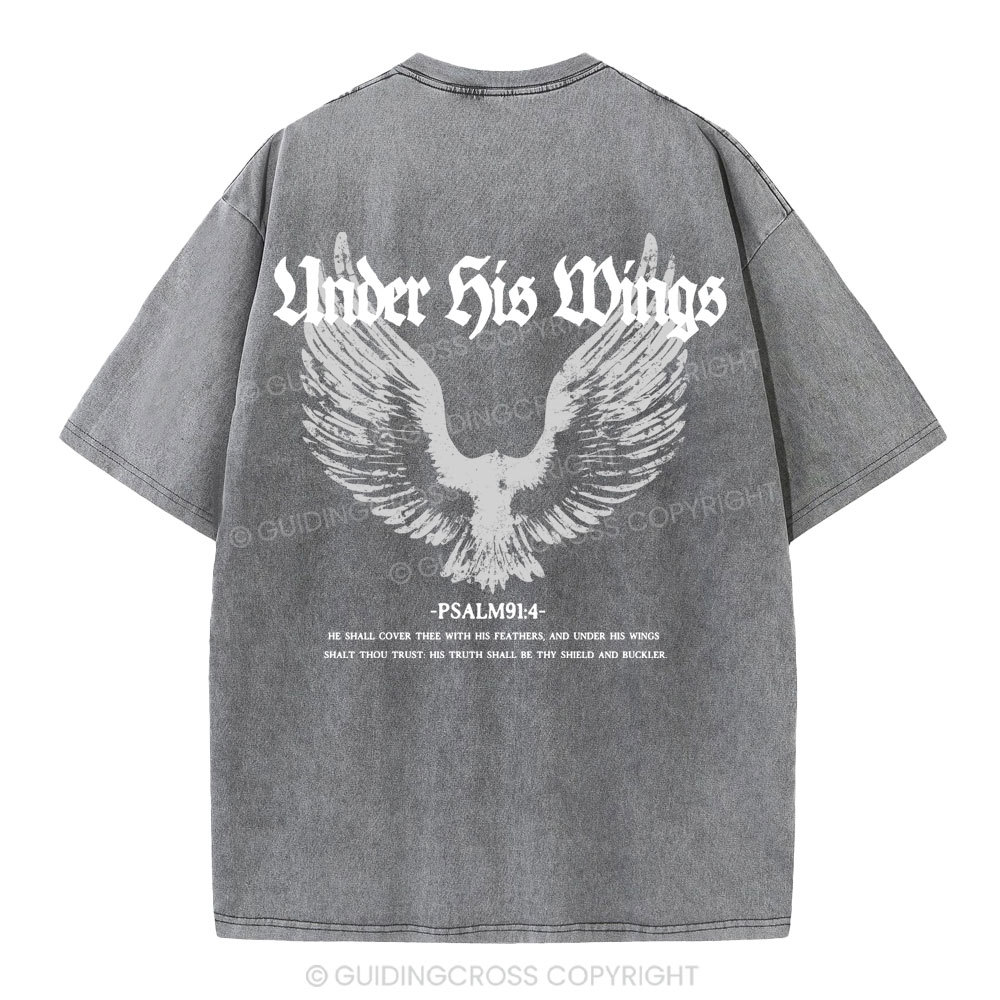 Under His Wings Christian Washed T-Shirt