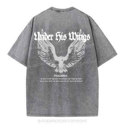 Under His Wings Christian Washed T-Shirt