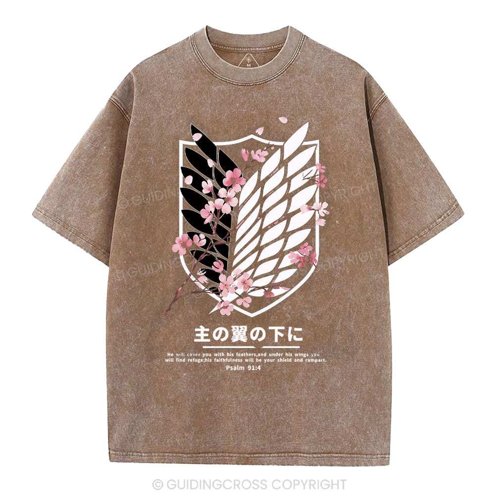 Under His Wings Christian Washed T-Shirt