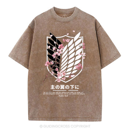 Under His Wings Christian Washed T-Shirt
