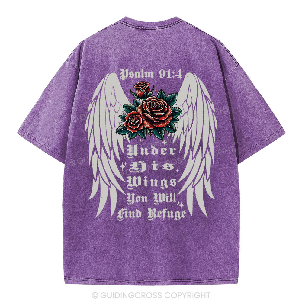 Under His Wings Christian Washed T-Shirt