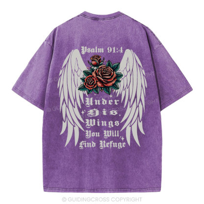 Under His Wings Christian Washed T-Shirt