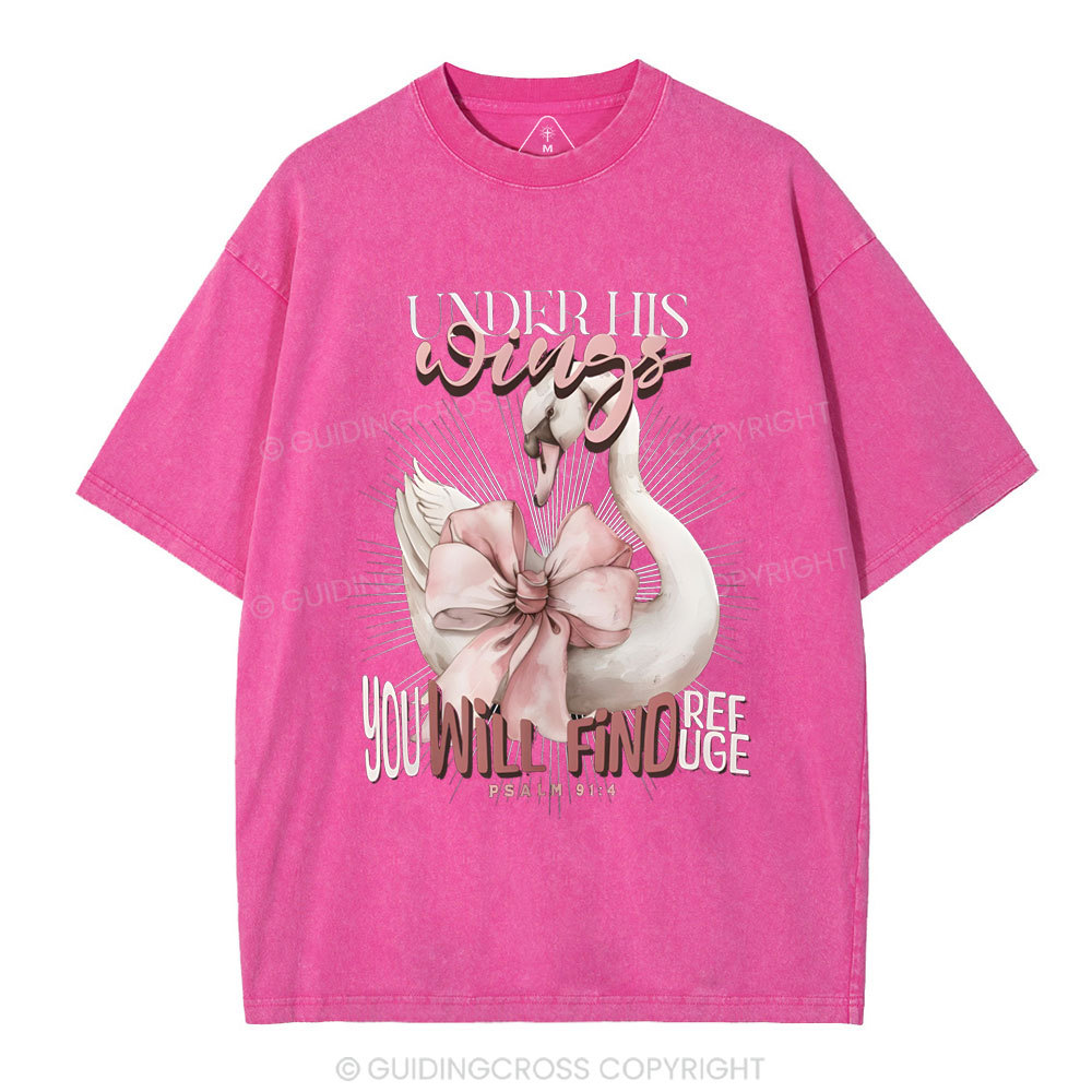 Under His Wings Christian Washed T-Shirt