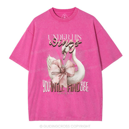 Under His Wings Christian Washed T-Shirt