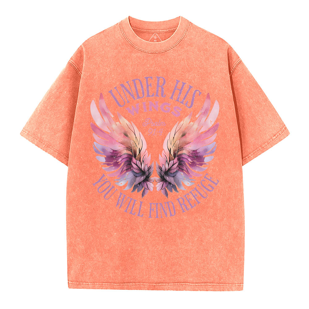 Under His Wings Christian Washed T-Shirt