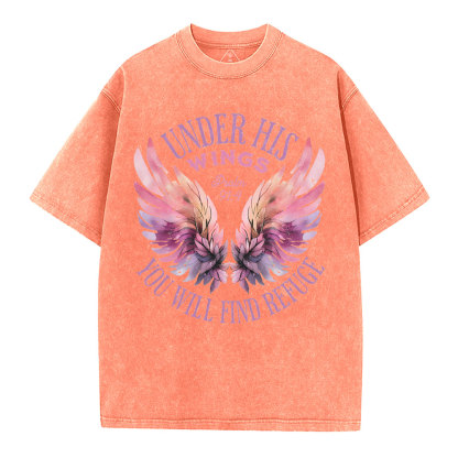 Under His Wings Christian Washed T-Shirt