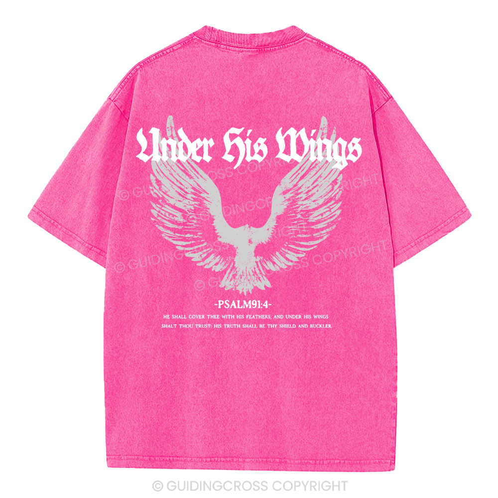 Under His Wings Christian Washed T-Shirt