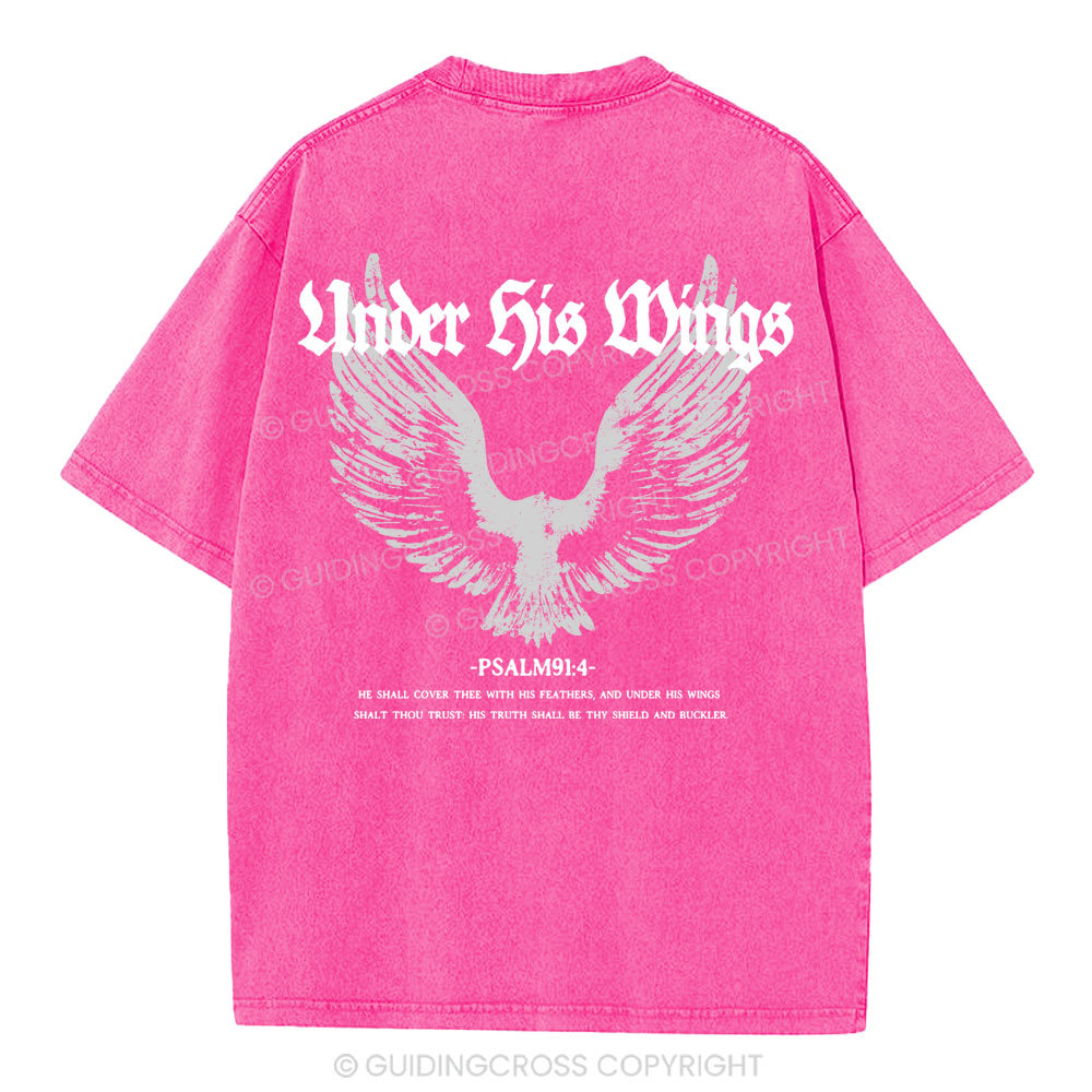 Under His Wings Christian Washed T-Shirt