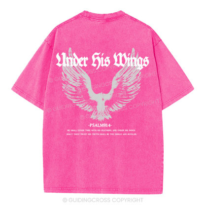 Under His Wings Christian Washed T-Shirt