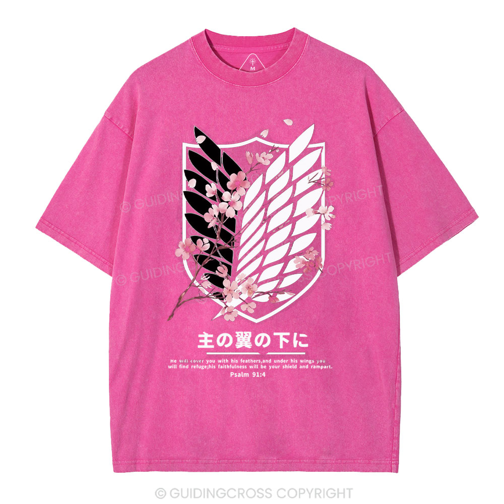 Under His Wings Christian Washed T-Shirt