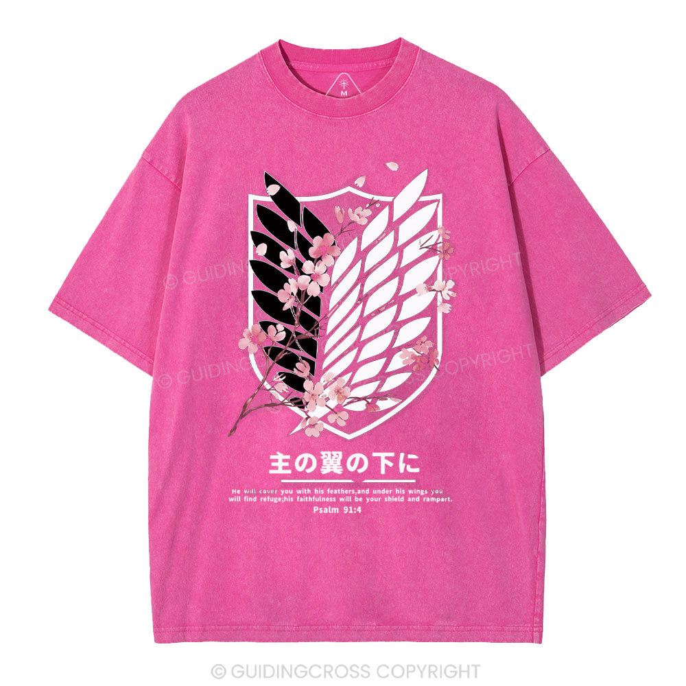 Under His Wings Christian Washed T-Shirt