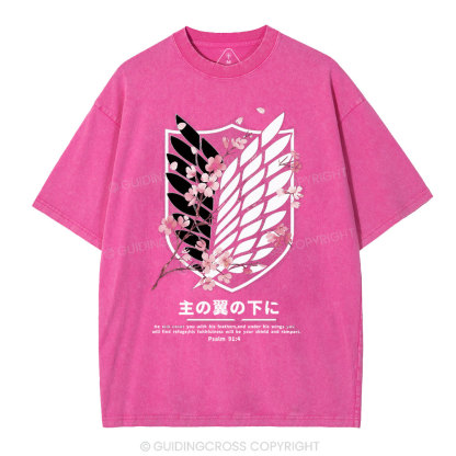 Under His Wings Christian Washed T-Shirt