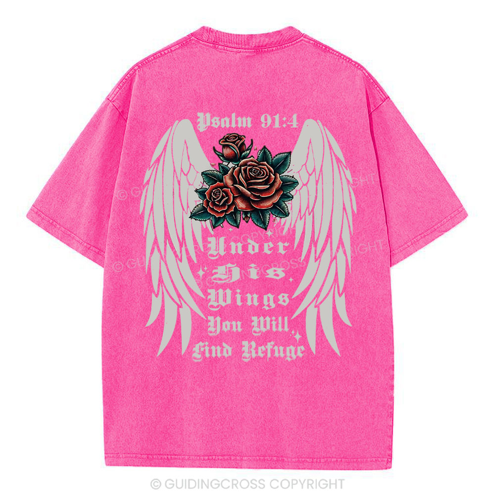 Under His Wings Christian Washed T-Shirt