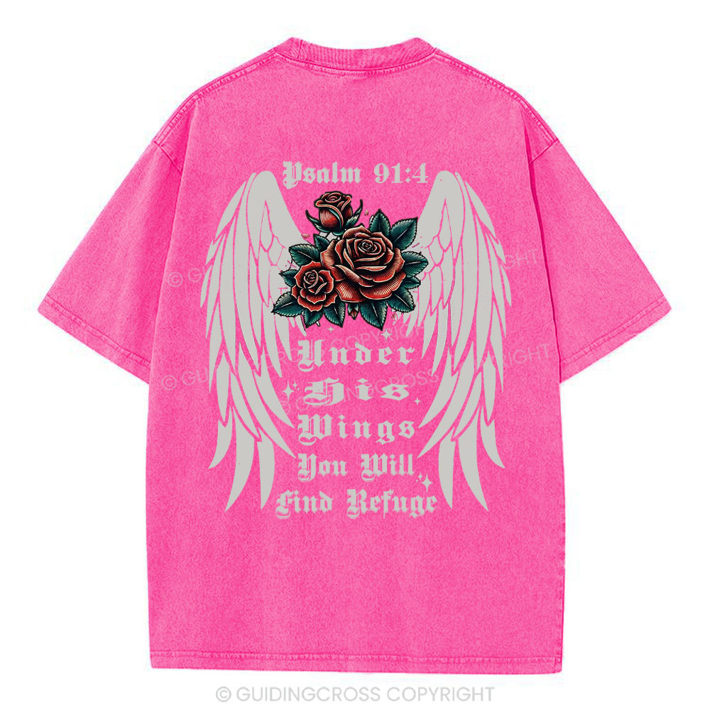Under His Wings Christian Washed T-Shirt