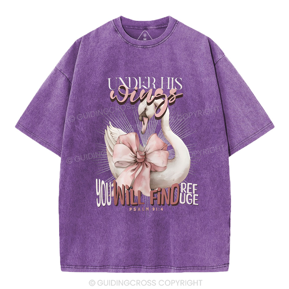 Under His Wings Christian Washed T-Shirt