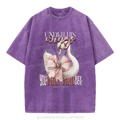 Under His Wings Christian Washed T-Shirt