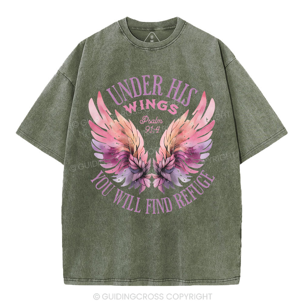Under His Wings Christian Washed T-Shirt