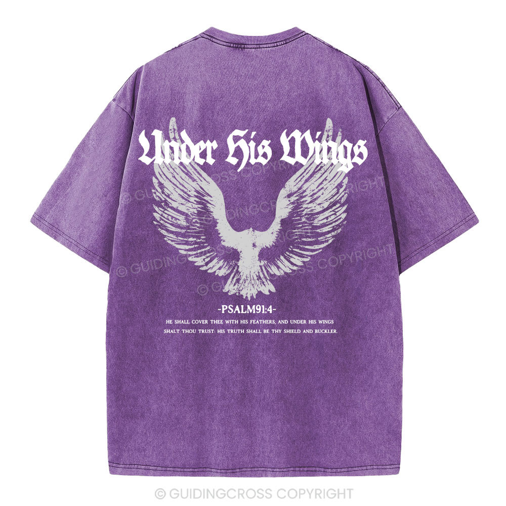 Under His Wings Christian Washed T-Shirt