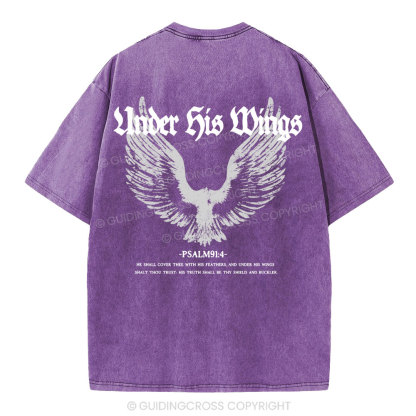 Under His Wings Christian Washed T-Shirt