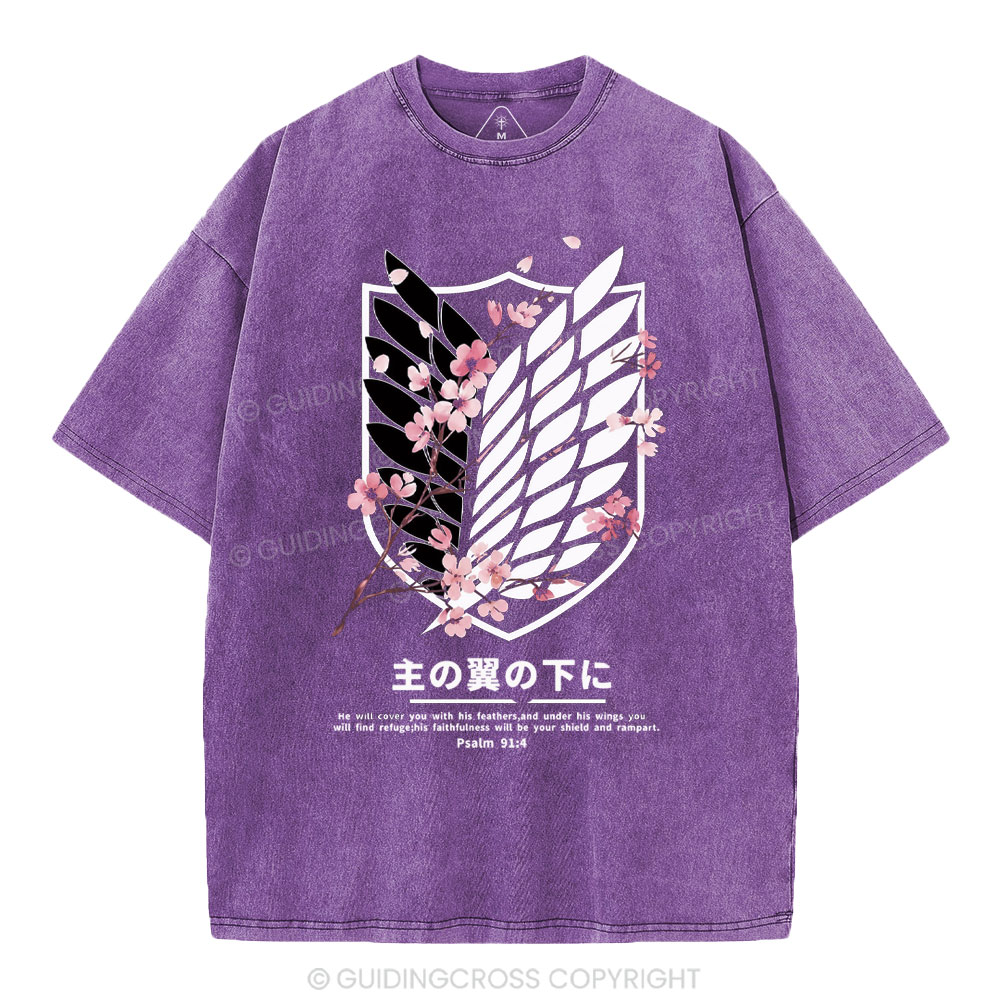 Under His Wings Christian Washed T-Shirt