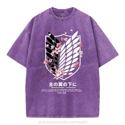 Under His Wings Christian Washed T-Shirt