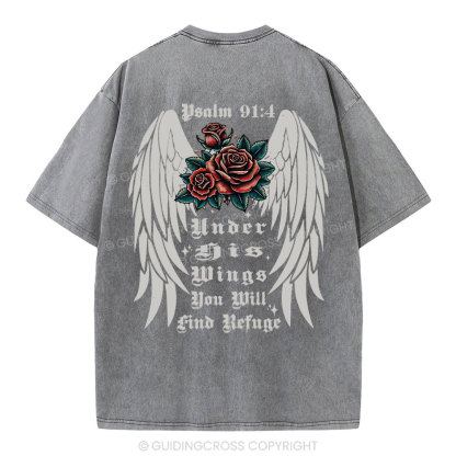 Under His Wings Christian Washed T-Shirt