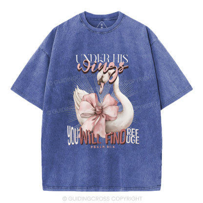 Under His Wings Christian Washed T-Shirt
