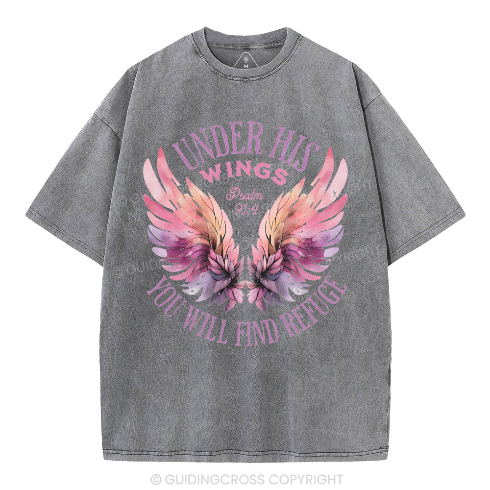 Under His Wings Christian Washed T-Shirt