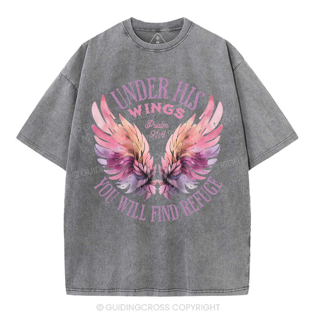 Under His Wings Christian Washed T-Shirt