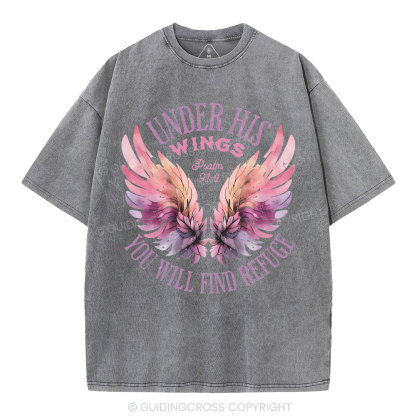 Under His Wings Christian Washed T-Shirt