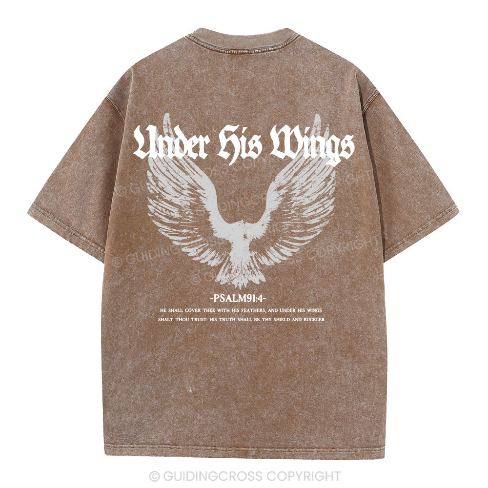 Under His Wings Christian Washed T-Shirt