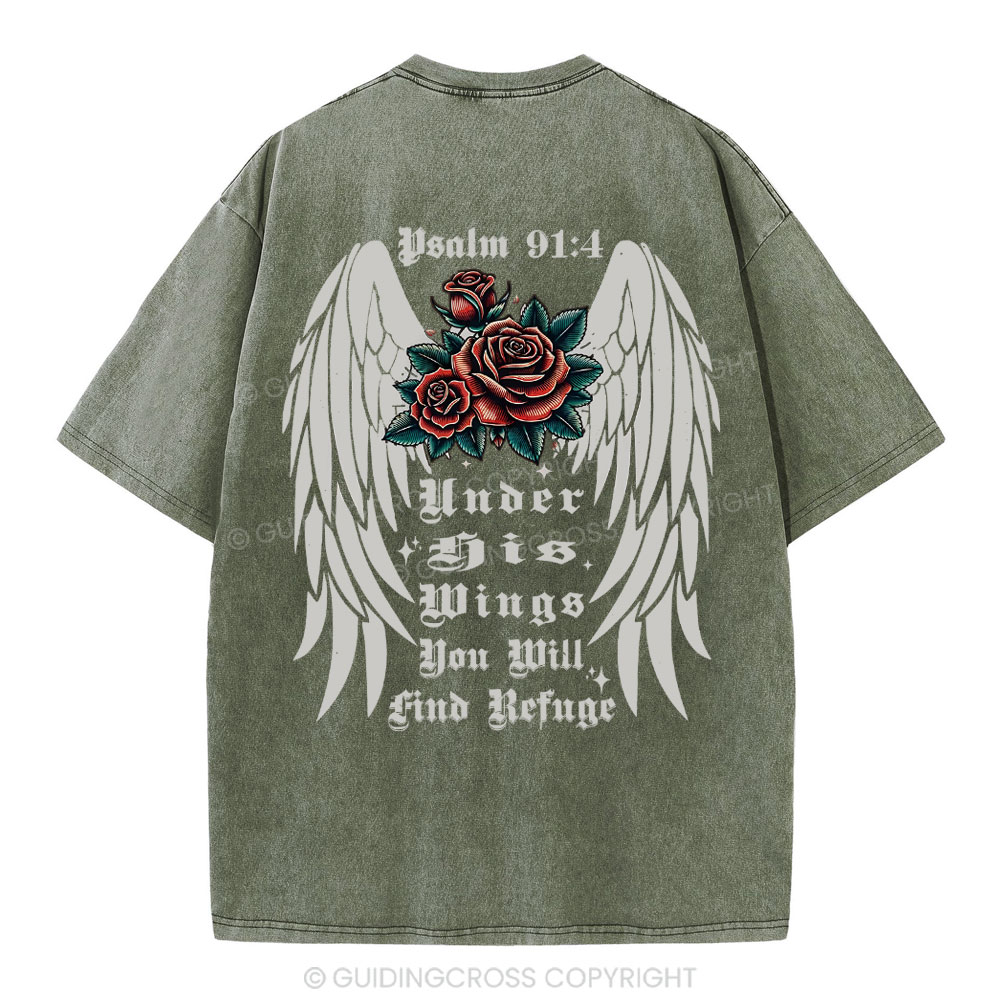 Under His Wings Christian Washed T-Shirt