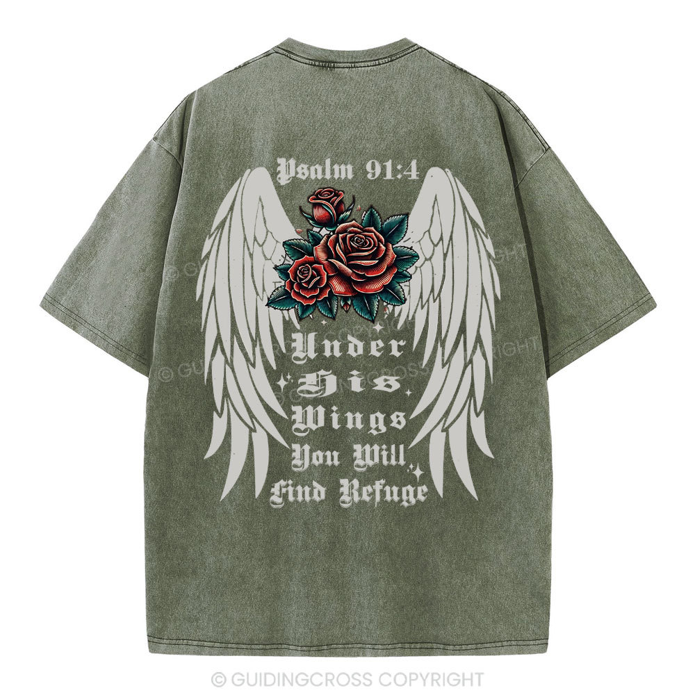 Under His Wings Christian Washed T-Shirt