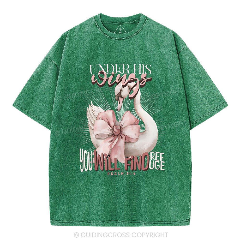 Under His Wings Christian Washed T-Shirt