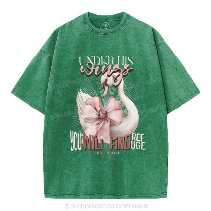 Under His Wings Christian Washed T-Shirt