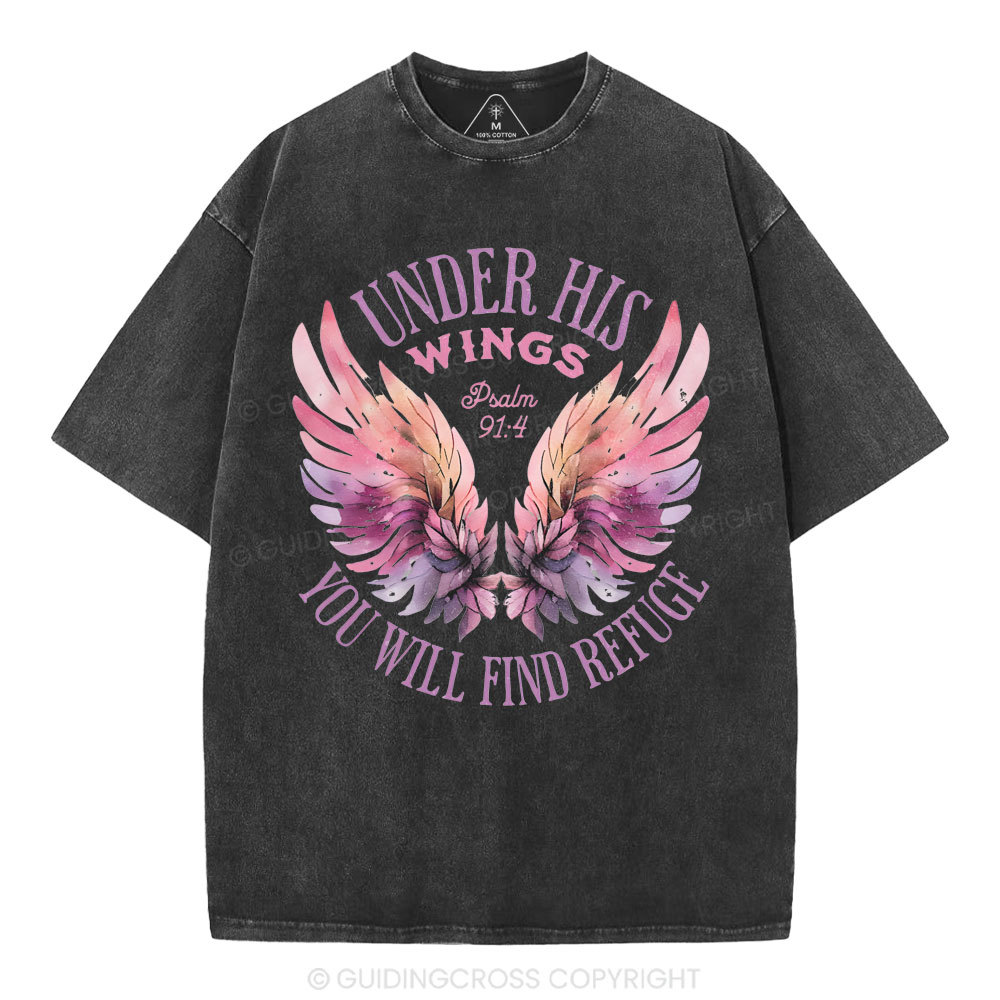 Under His Wings Christian Washed T-Shirt