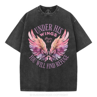 Under His Wings Christian Washed T-Shirt