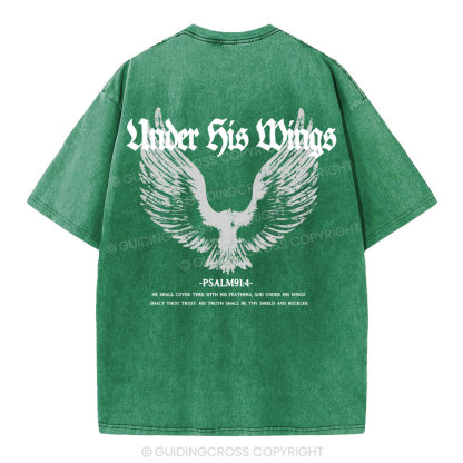Under His Wings Christian Washed T-Shirt