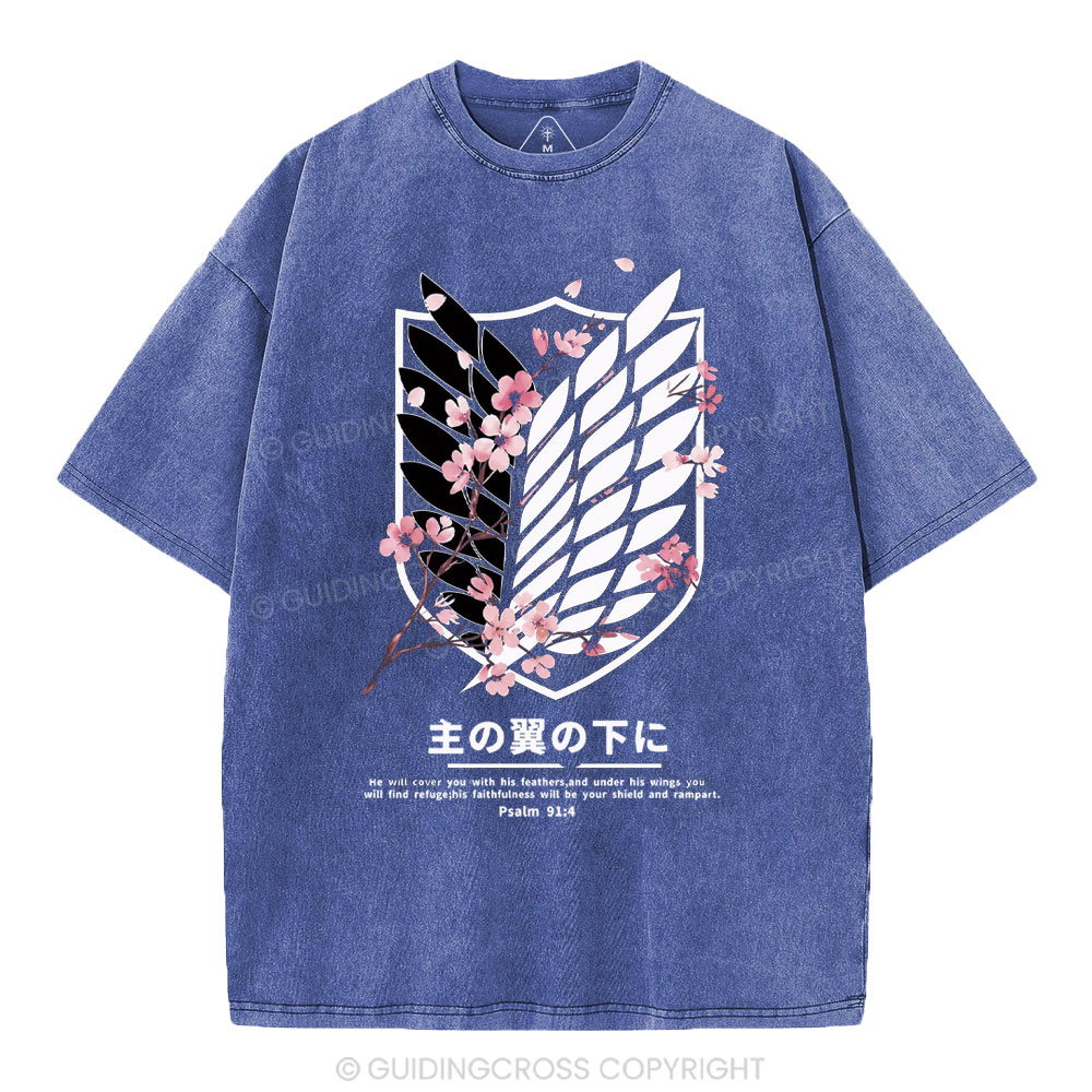 Under His Wings Christian Washed T-Shirt