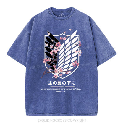 Under His Wings Christian Washed T-Shirt