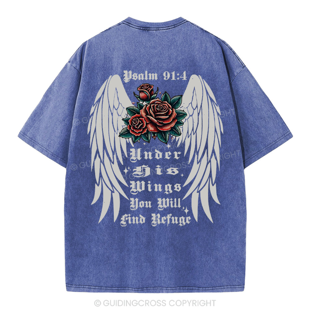 Under His Wings Christian Washed T-Shirt