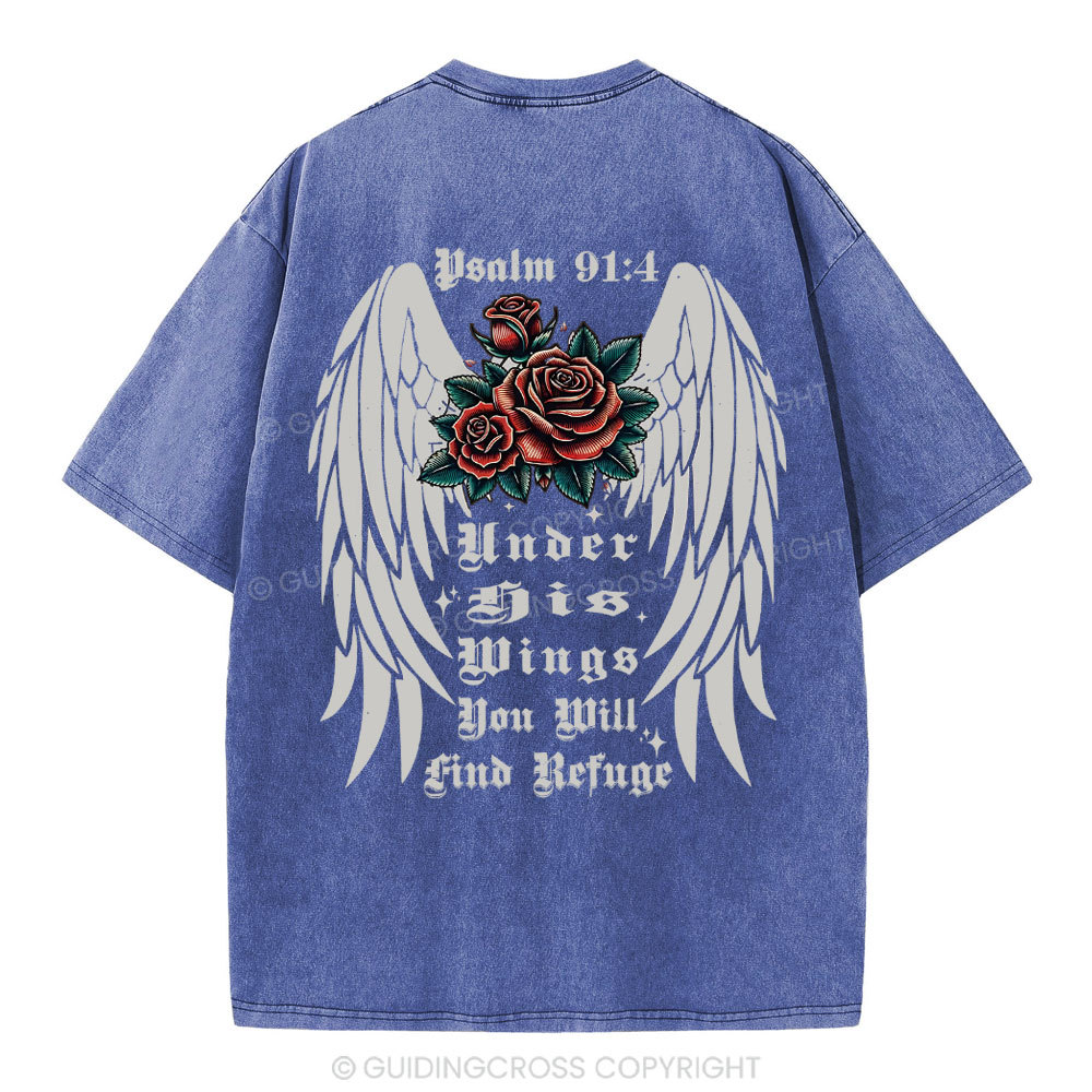 Under His Wings Christian Washed T-Shirt