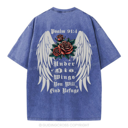 Under His Wings Christian Washed T-Shirt