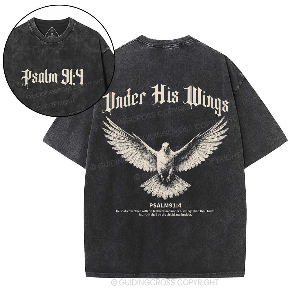 Under His Wings Christian Washed T-Shirt