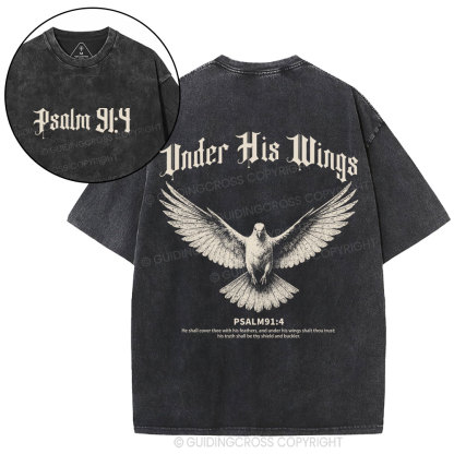 Under His Wings Christian Washed T-Shirt