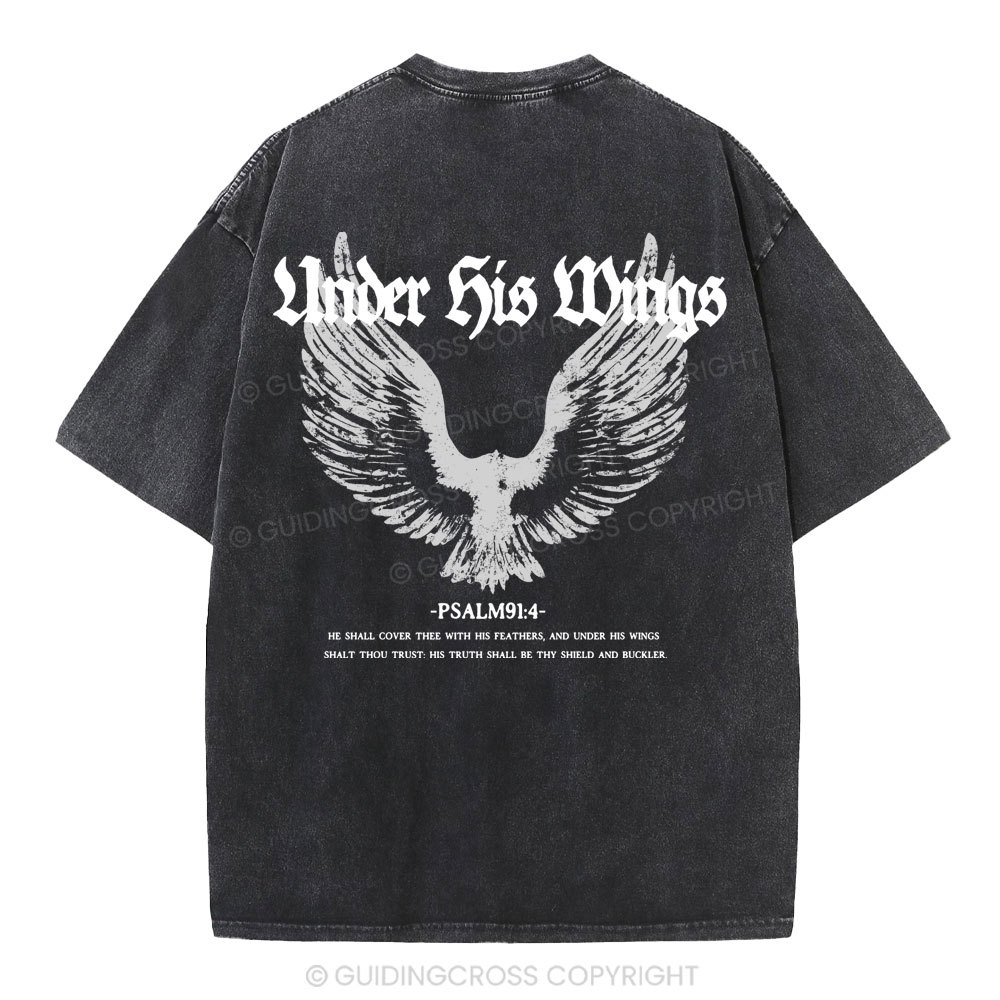 Under His Wings Christian Washed T-Shirt