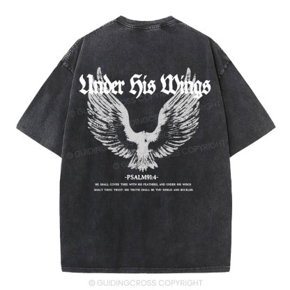 Under His Wings Christian Washed T-Shirt